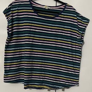Boden Striped Short Sleeve Top - Blue, Pink, Green